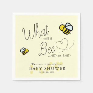 What will it Bee Gender Reveal Yellow Baby Shower Napkin