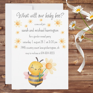 What Will Our Baby Bee Gender Reveal Party Invitation