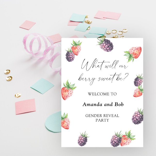 What will our berry sweet be?gender reveal welcome poster (Creator Uploaded)
