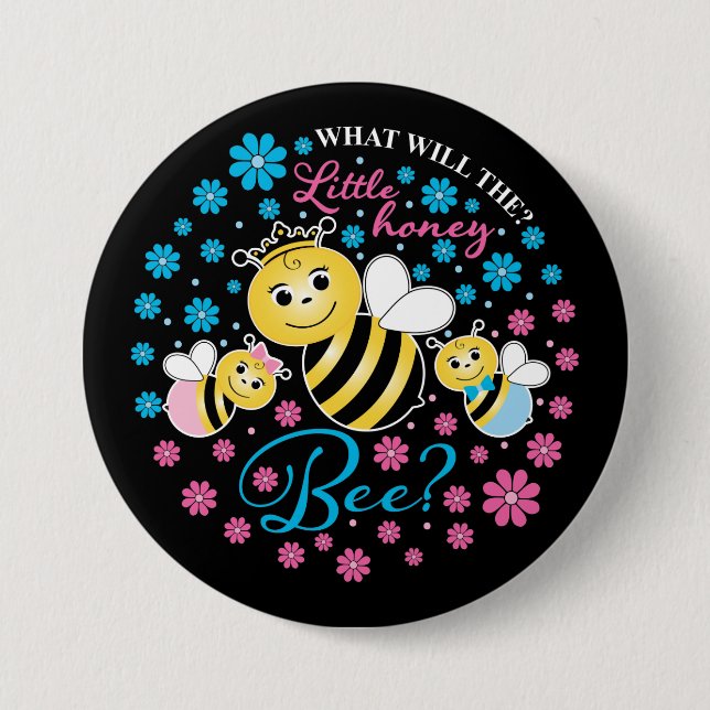 What Will The Little Honey Bee Gender Reveal 7.5 Cm Round Badge (Front)
