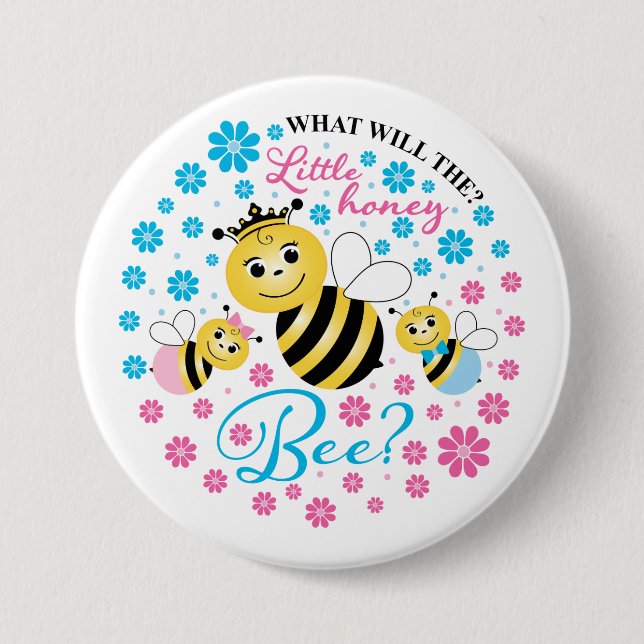 What Will The Little Honey Bee Gender Reveal 7.5 Cm Round Badge (Front)