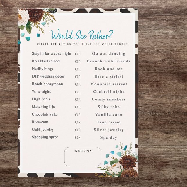 What Would She Choose? Boho Bridal Shower game Invitation (What Would She Choose? Bpho Bridal Shower game)