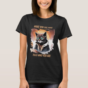 What You See Here Tells Who You Are Cat Design Sti T-Shirt