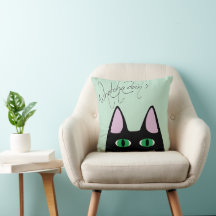 Whatcha Doin Cat Throw Pillow