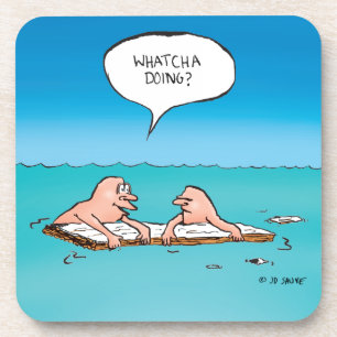 Whatcha Doing? Funny Shipwreck Cartoon Coaster