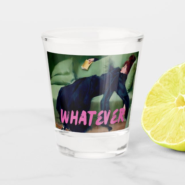 Whatever Bar Glass, Vintage Altered Art, Fun Girls Shot Glass (Creator Uploaded)