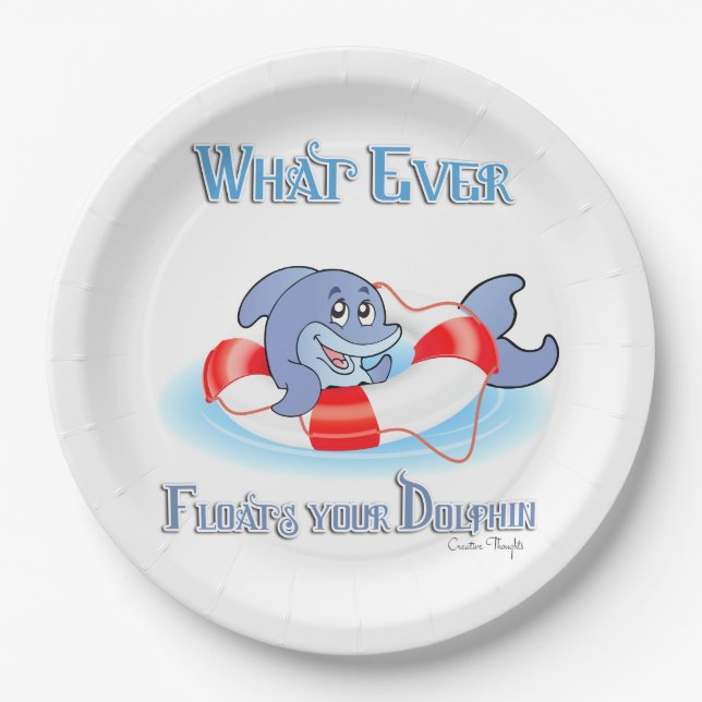 Whatever Floats Your Dolphin Paper Plate (Front)