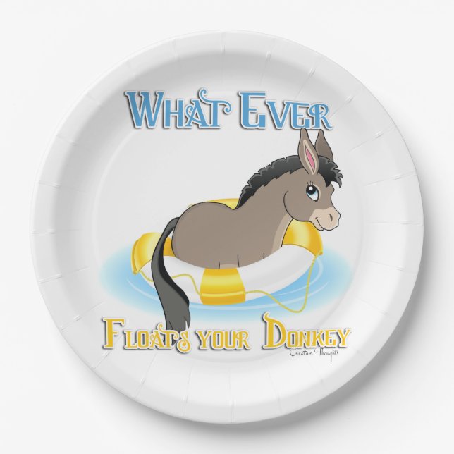 Whatever Floats Your Donkey Paper Plate (Front)