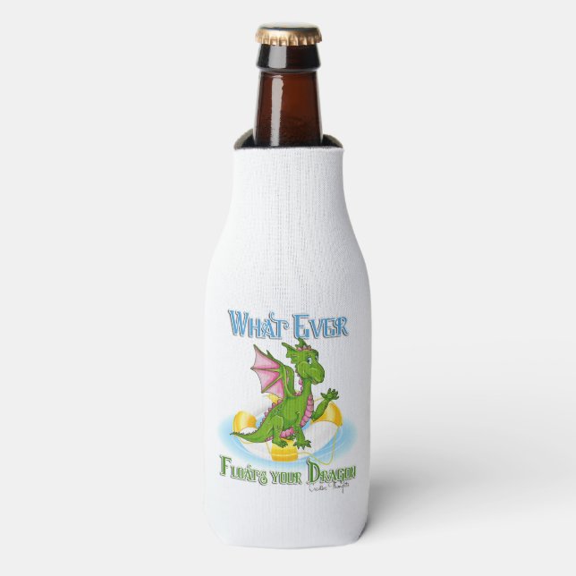 Whatever Floats Your Dragon Cute Bottle Cooler (Bottle Front)