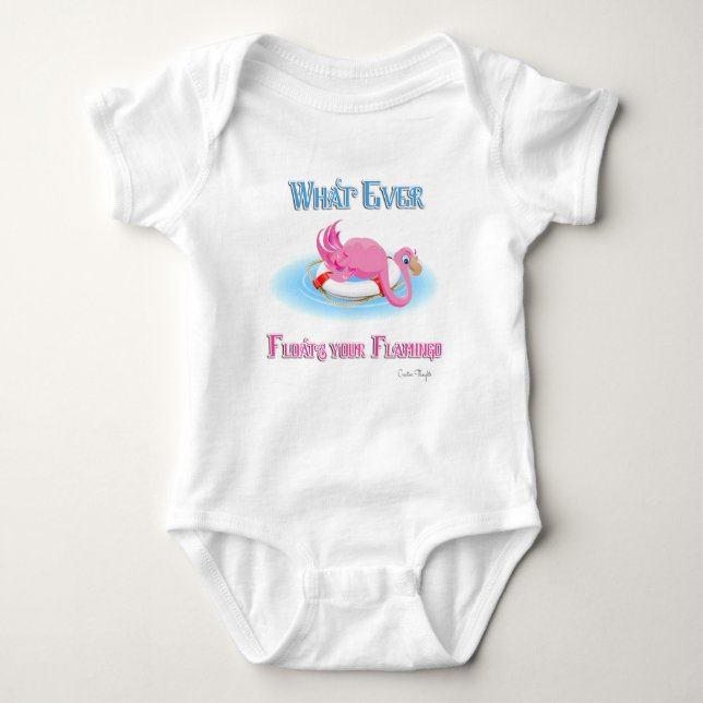 Whatever Floats Your Flamingo 3 Baby Bodysuit (Front)