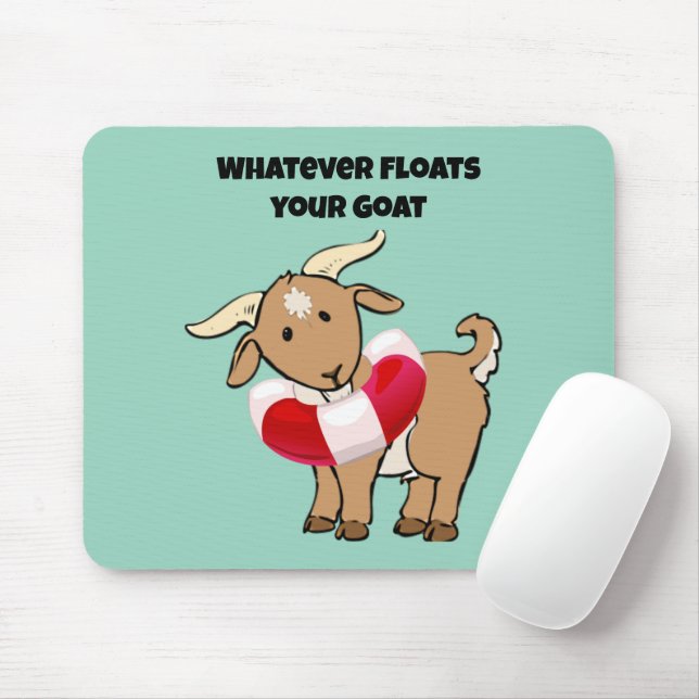 Whatever Floats your Goat Life Preserver Cartoon Mouse Pad (With Mouse)