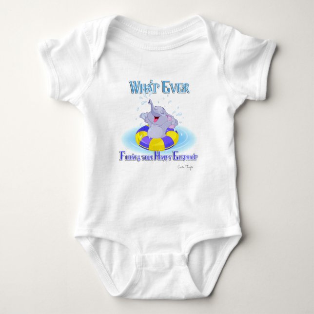 Whatever Floats Your Happy Elephant Baby Bodysuit (Front)