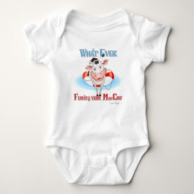 Whatever Floats Your Moo Cow Baby Bodysuit (Front)
