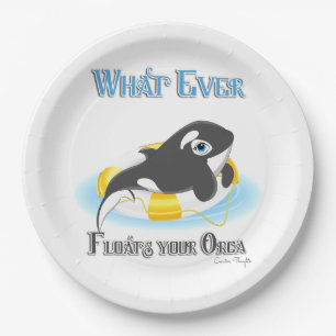 Whatever Floats Your Orca Whale Paper Plate