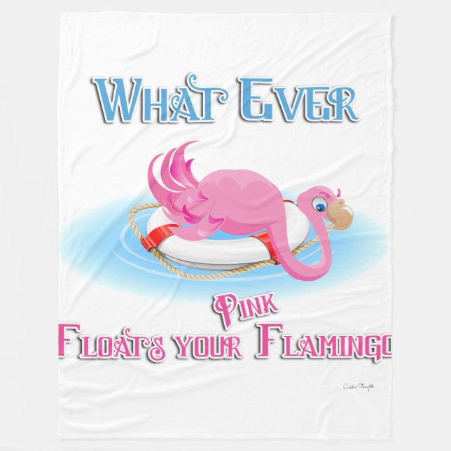 Whatever Floats Your Pink Flamingo Fleece Blanket (Front)