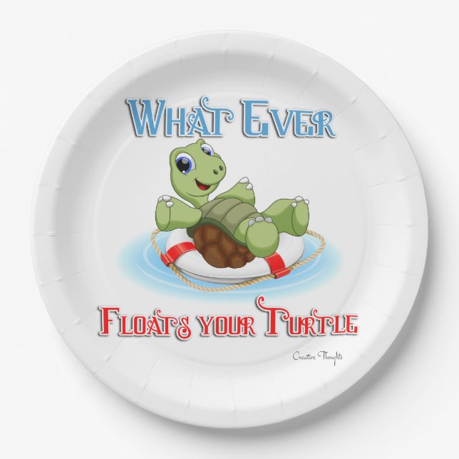 Whatever Floats Your Turtle Paper Plate (Front)