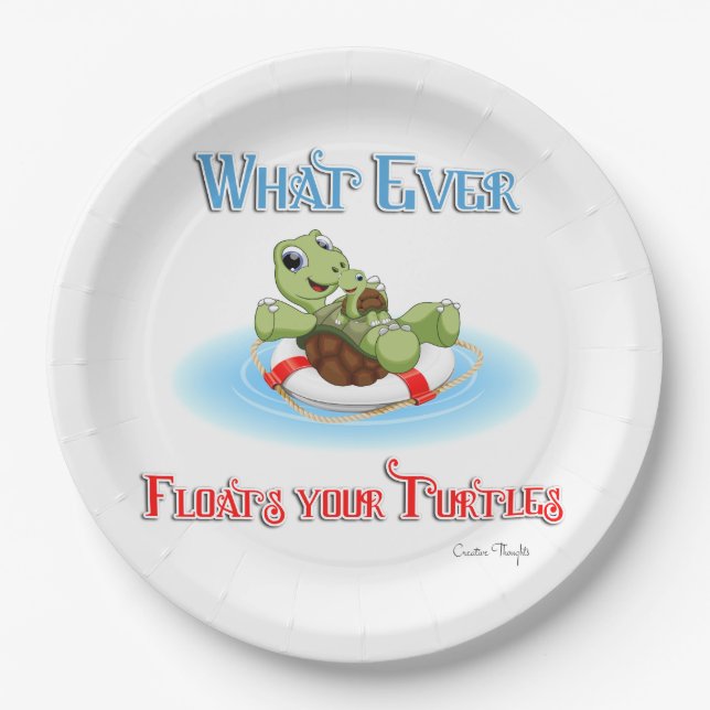 Whatever Floats Your Turtles Paper Plate (Front)