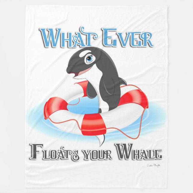 Whatever Floats Your Whale Fleece Blanket (Front)