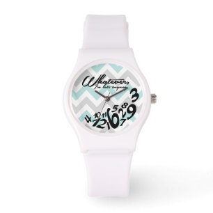 whatever, I'm late anyway - blue and grey chevron Watch