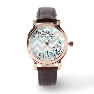 whatever, I'm late anyway - blue and grey chevron Watch