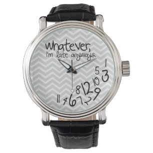 Whatever, I'm late anyways - grey Chevron pattern Watch