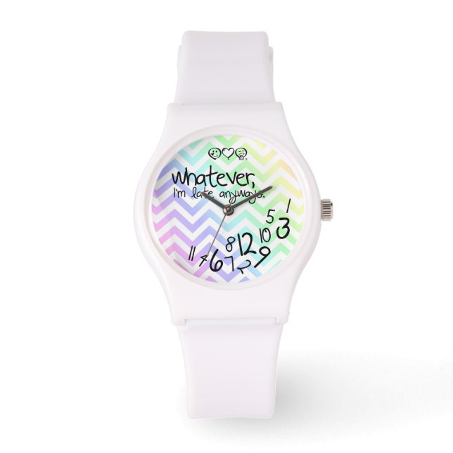 whatever, i'm late anyways - rainbow chevron watch (Front)