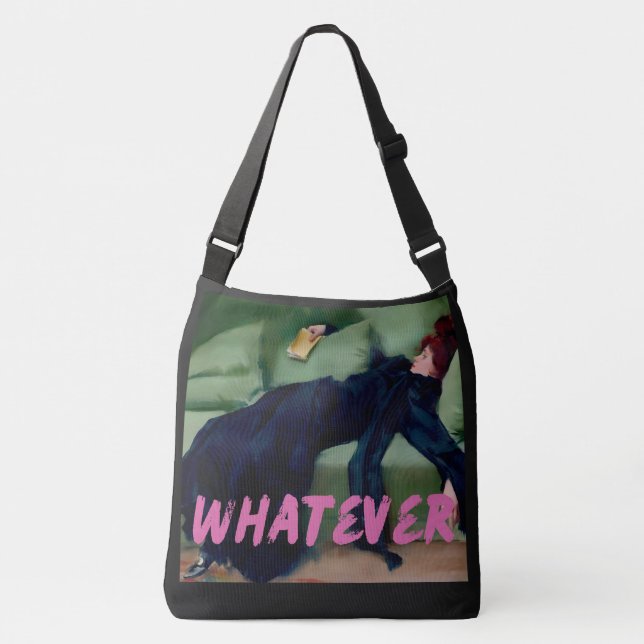 Whatever Pink Graffiti Altered Art, Fun Women's Crossbody Bag (Front)