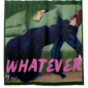 Whatever Quote, Vintage Altered Art, Sassy Girl Shower Curtain