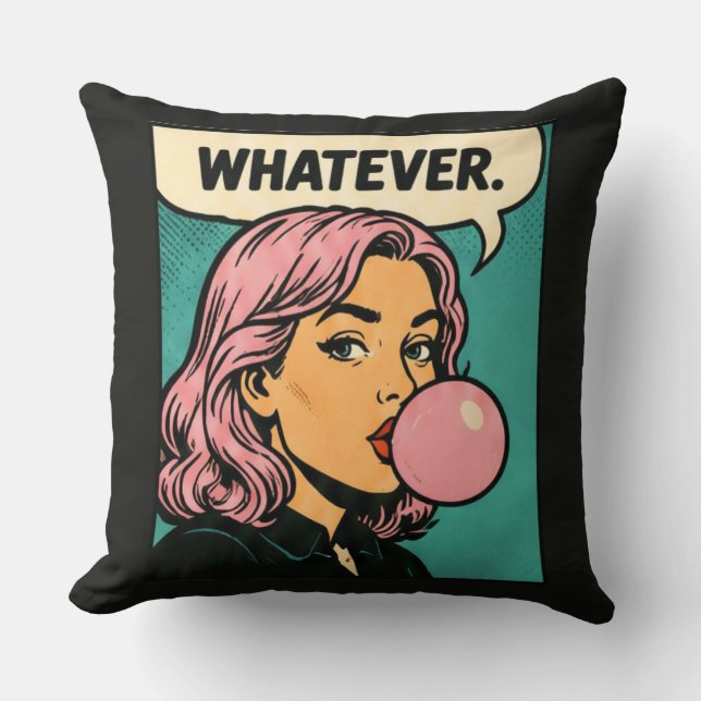 “Whatever” Retro Comic Cushion (Front)