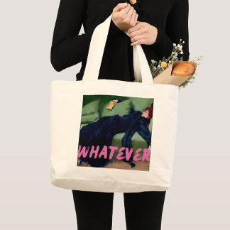 Whatever Vintage Altered Art, Girly Pink Graffiti Large Tote Bag