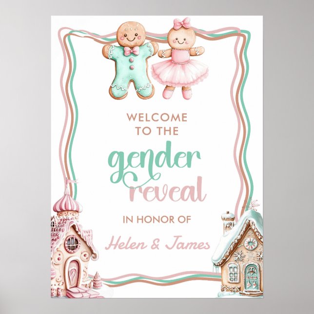 What's Baking gingerbread Gender Reveal Welcome Poster (Front)