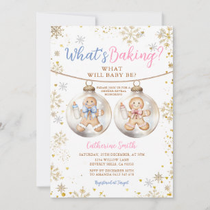 What's Baking Gingerbread Ornament Gender Reveal Invitation