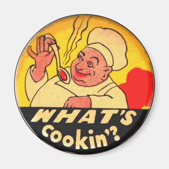 What's Cookin'? yellow and black kitchen Magnet (Front)