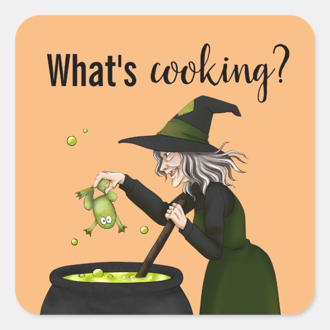 What's Cooking Witch Square Sticker (Front)