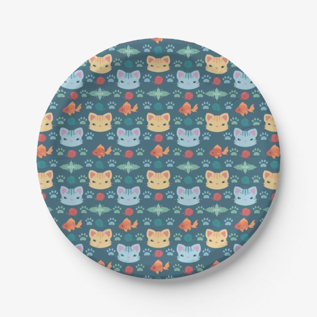 What's Cool, Kitty Cat in Blue and Yellow Paper Plate (Front)