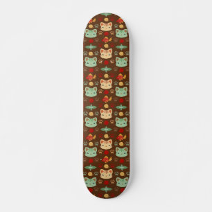 What's Cool, Kitty Cat in Earthy Colours Skateboard