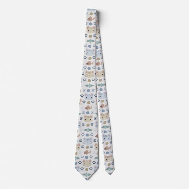 What's Cool, Kitty Cat in Grey and Beige Tie (Front)
