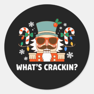 What's Crackin Christmas Nutcracker Funny Xmas Classic Round Sticker
