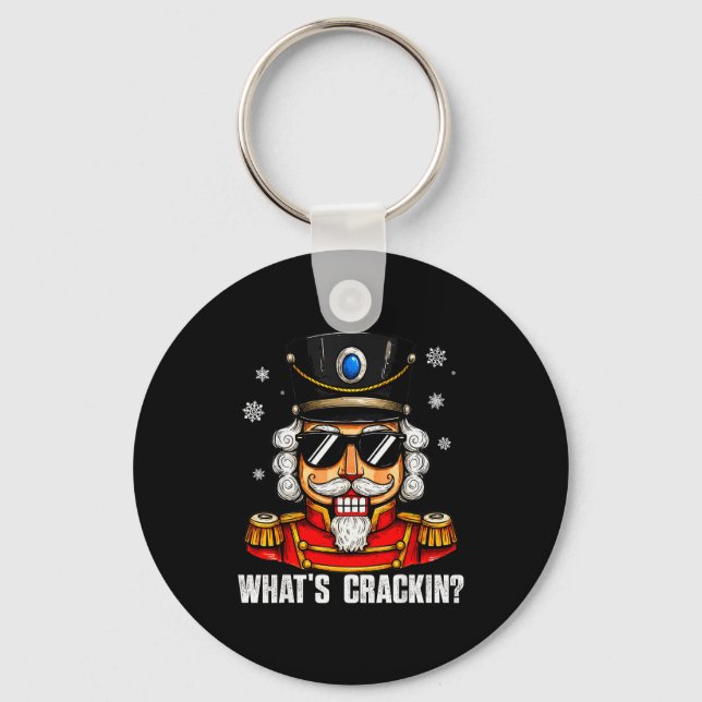 Whats Crackin Funny Nutcracker Pjs Christmas Xmas  Key Ring (Front)