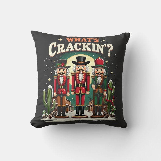 What's Cracking Nutcracker Cactus Christmas Funny Cushion (Front)