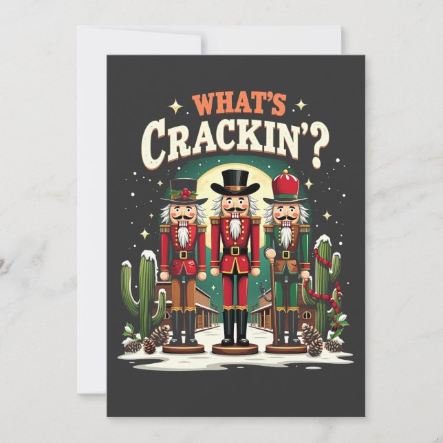 What's Cracking Nutcracker Cactus Christmas Funny Thank You Card (Front)