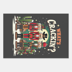 What's Cracking Nutcracker Cactus Christmas Funny Wrapping Paper Sheet