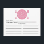 What's for Dinner Bridal Shower Recipe Cards<br><div class="desc">Contemporary Bridal Shower Kitchen Recipe Cards featuring a stylish pink dish with a fork & spoon set on a crisp white background. The front of our recipe card offers room for a recipe title, from the kitchen of and ingredients space. Flip our recipe card over to view directions, prep time...</div>