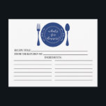 What's for Dinner Bridal Shower Recipe Cards<br><div class="desc">Contemporary Bridal Shower Kitchen Recipe Cards featuring a stylish blue dish with a fork & spoon set on a crisp white background. The front of our recipe card offers room for a recipe title, from the kitchen of and ingredients space. Flip our recipe card over to view directions, prep time...</div>