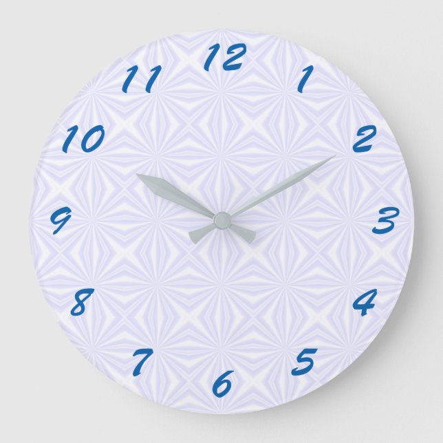 What's Fractal Squiggly Squares Blue Numbers Large Clock (Front)