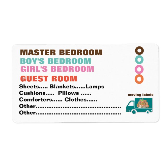 What's In The Box ?- Moving  Labels - Bedroom (Front)