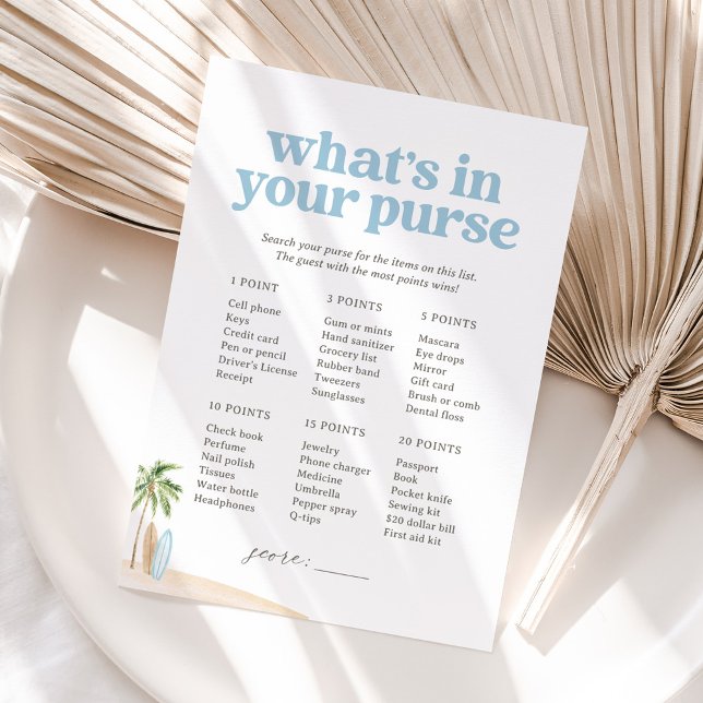 What's In Your Purse Baby Beach Shower Game Invitation (Creator Uploaded)