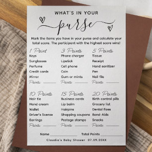 What's In Your Purse Baby Shower Game Card