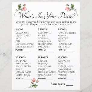 Whats In Your Purse Bridal Shower Game Blushing P