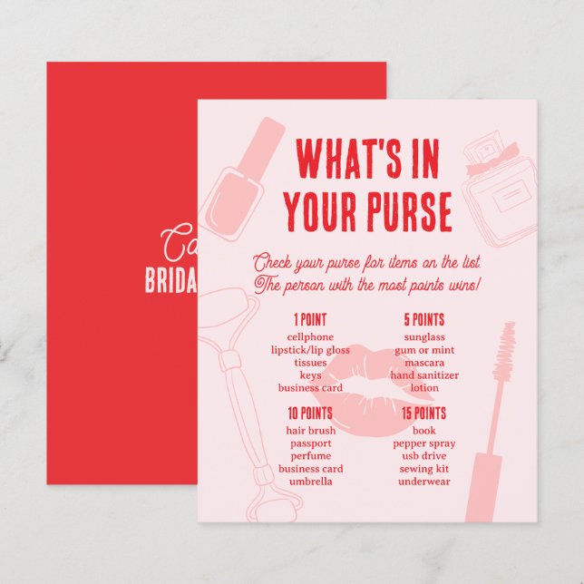 What's in Your Purse Bridal Shower Game Spa Pajama (Front/Back)